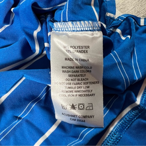 FootJoy FJ Men’s Athletic Fit Performance Golf Polo Shirt Blue Stripe Size Large - Picture 7 of 7